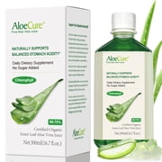 AloeCure USDA Organic 99.75% Aloe Vera Juice with Chlorophyll, 500ml Bottle