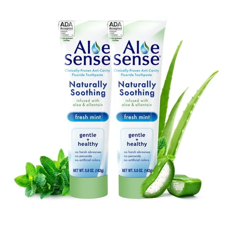 AloeSense Naturally Soothing Fluoride Toothpaste, Minty Fresh, 5 oz, 2 Pack