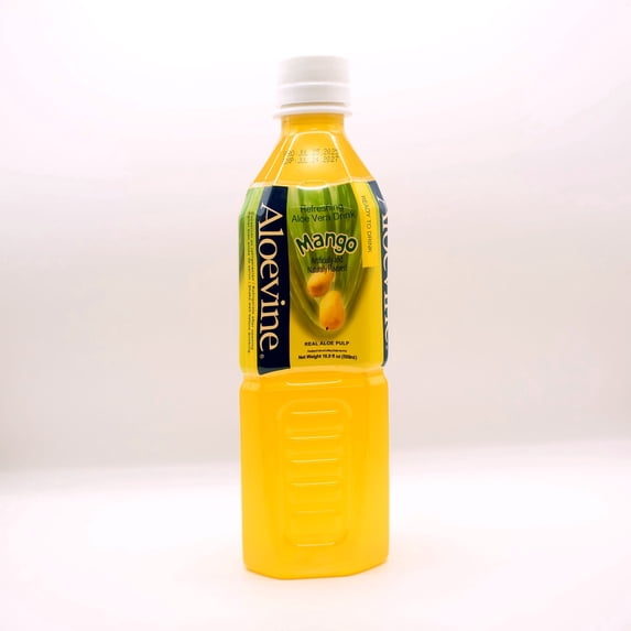 Aloevine Mango Aloe Vera Drink with Aloe Pulp, 16.9 fl oz, 20 Count Bottles