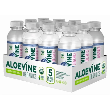 Aloevine Organics Mixed Berry Organic Aloe Drink, 16.9 fl oz, 12 Count Bottles