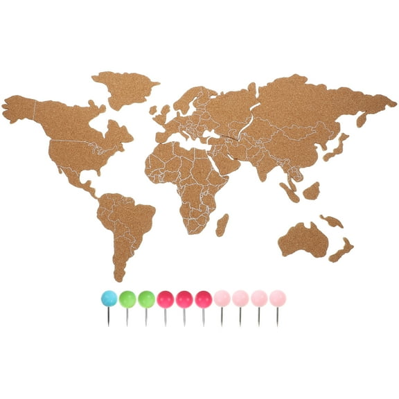 Aloha 1 Set Cork Board World Map Self-Adhesive Cork Board Map Wall Art Decoration