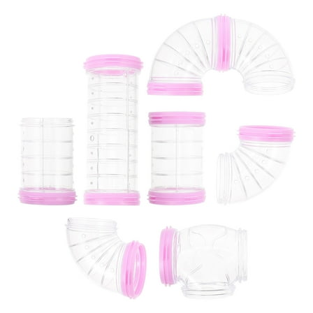Pipeline Maze Toys for Hamsters - DIY Tunnel Set with Safe Plastic Crawling Tubes, Cage Accessories for Small Pets - Pink