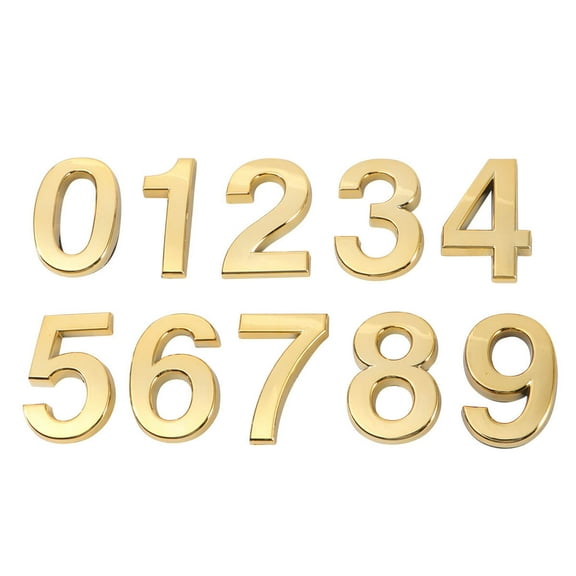 Aloha 10pcs Stereoscopic Number Sign Modern Plaque Number House Hotel Door Address Digits Sticker Plate Sign(0-9,1pcs for each Number 5cm Golden)