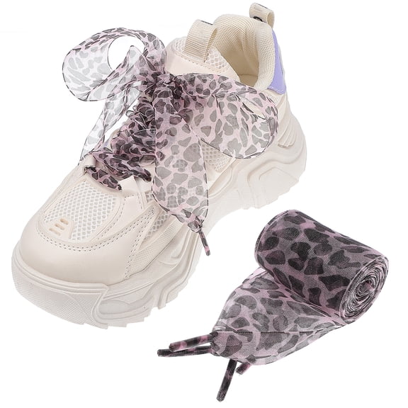 Aloha 2pcs Shoe Laces Leopard Shoestrings Fashion Shoelaces Flat Shoe Laces Widened Replacement Shoe Laces Casual Shoes Accessories