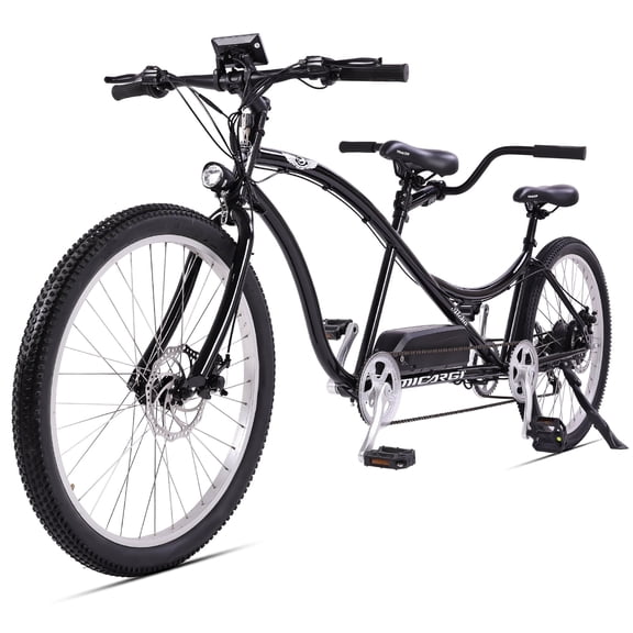 Aloha 500W Tandem E-bike, 7-speed, Disc Brake, 48V 17.5AH Battery, 20mph, 40mi, for Men, Black