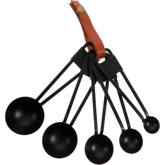 Aloha 5pcs Measuring Spoons Set Black Stainless Steel Nesting Measure Spoon Kit Kitchen Baking Tool