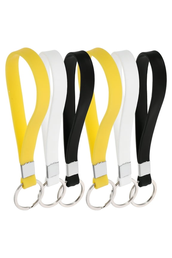 6pcs Silicone Key Extension Wristband Jelly Spoon Portable Keychain Wrist Lanyard Rope Lanyards (Mixed Color)