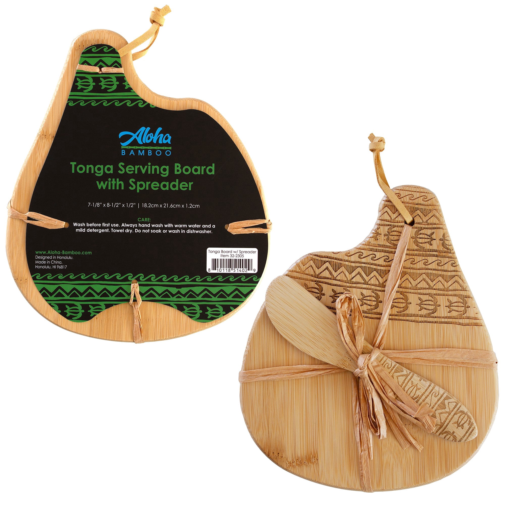 Aloha Bamboo "Tonga" Bamboo Serving Board  & Spreader Set