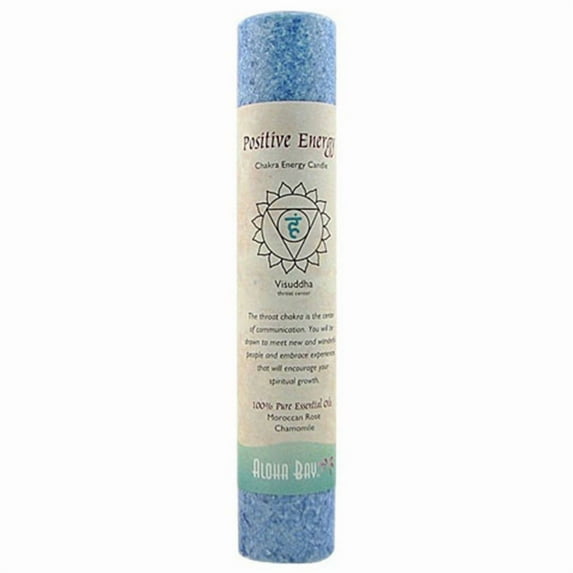 Aloha Bay Chakra Pillar Candle, Positive Energy Blue, 8"