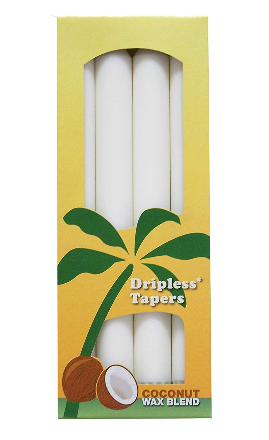 Elegant White Palm Wax Taper Candles, Set of 4