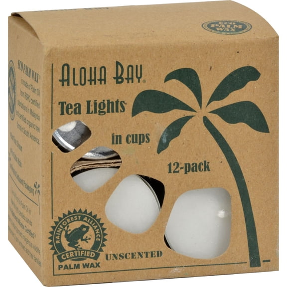 Aloha Bay Palm Wax Tea Lights with Aluminum Holder Candles, 7 Ounce