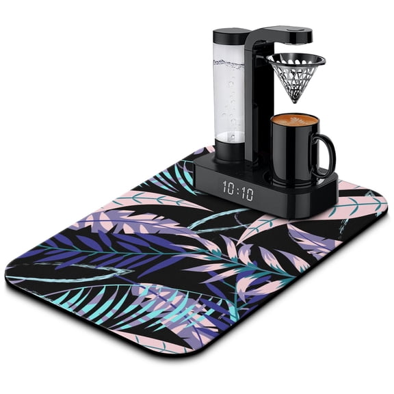Aloha Beach Vacation Kitchen Mat, Absorbent Palm Leaf Diatom Mud Drying Pad, Tropical Coffee Bar Mat, Under Coffee Machine Counter Protector