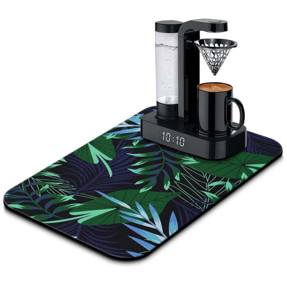 Aloha Beach Vacation Kitchen Mat, Absorbent Palm Leaf Diatom Mud Drying Pad, Tropical Coffee Bar Mat, Under Coffee Machine Counter Protector