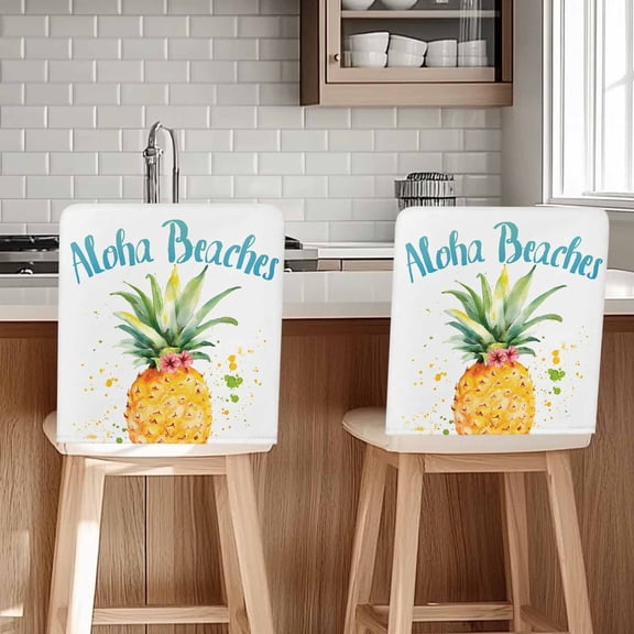 Aloha Beaches Chair Covers Set of 6 Pineapple Summer Fruit Chair Back Covers Stretch Removable Washable Chairs Slipcovers Chair Protector for Dining Room Kitchen Party Decor