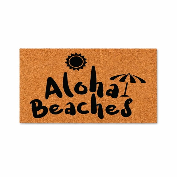 Aloha Beaches Doormat, Beach Theme Welcome Mat, Outdoor Entryway Door Mat (24x48 inches) WoodByStu 5895