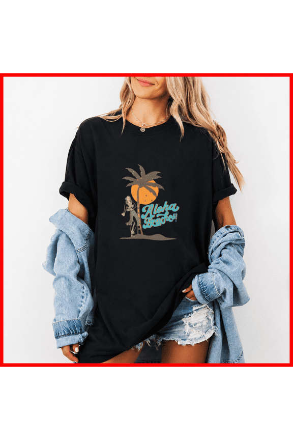Aloha Beaches Hula Girl Hawaii Retro Funny Graphic Fit Unisex T-Shirt, up to size 5XL