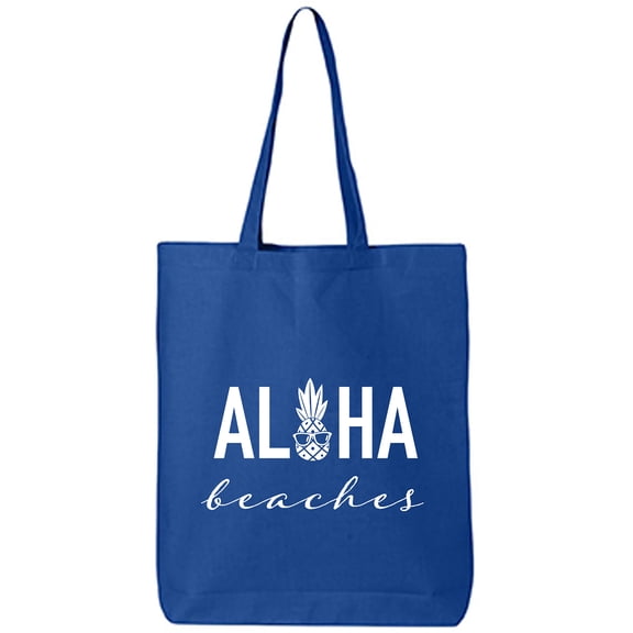 Aloha Beaches Pineapple Cotton Canvas Tote Bag