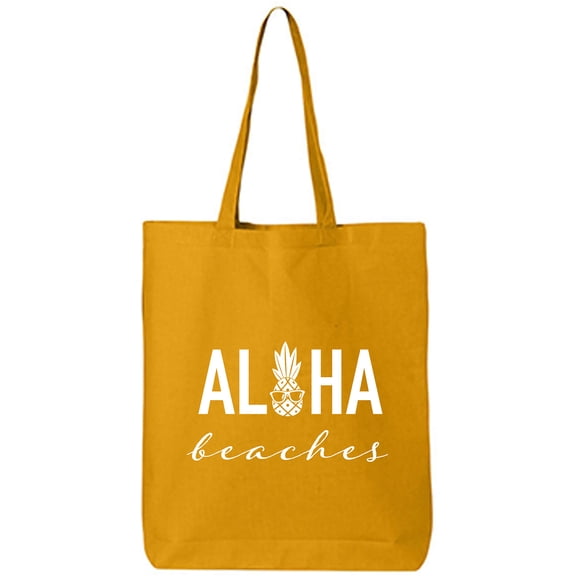 Aloha Beaches Pineapple Cotton Canvas Tote Bag