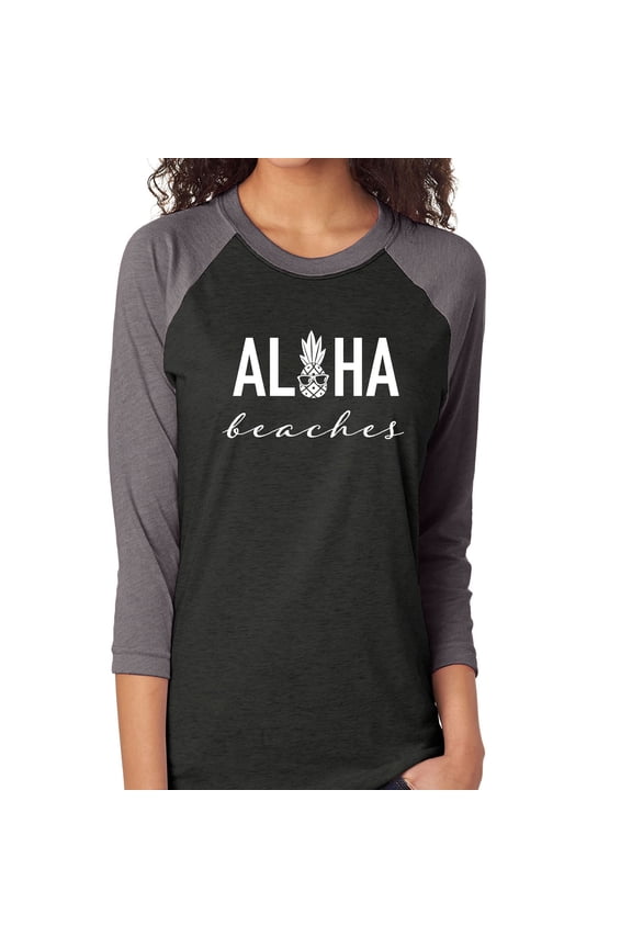 Aloha Beaches Pineapple Unisex 3/4 Sleeve Baseball Raglan Tee