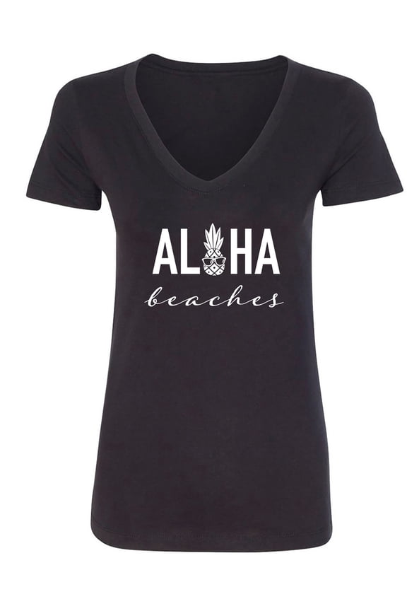 Aloha Beaches Pineapple Womens V-Neck T-Shirt