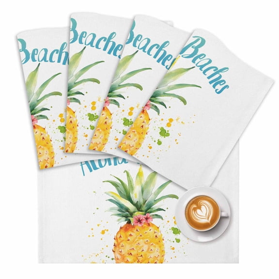 Aloha Beaches Placemats Set of 2 Pineapple Summer Fruit Place Mats Washable Table Mats for Party Kitchen Dining Decoration, 13 X 19 Inch