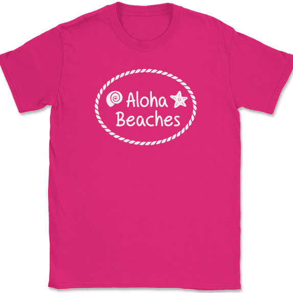 Aloha Beaches T-Shirt Funny Sand Vacation Holiday Trip Hawaii Tee - Pink, S