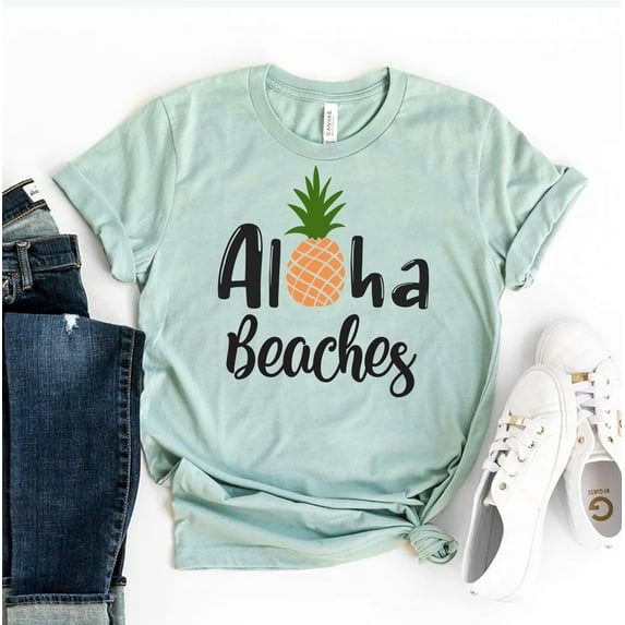 Aloha Beaches T-shirt Hawaii Shirts Party Tee Family Shirt Vacation Tshirt Summer Gift Women's Beach Top