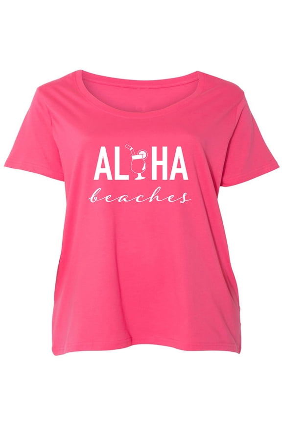 Aloha Beaches (cocktail) Womens Plus Size Scoopneck Tee