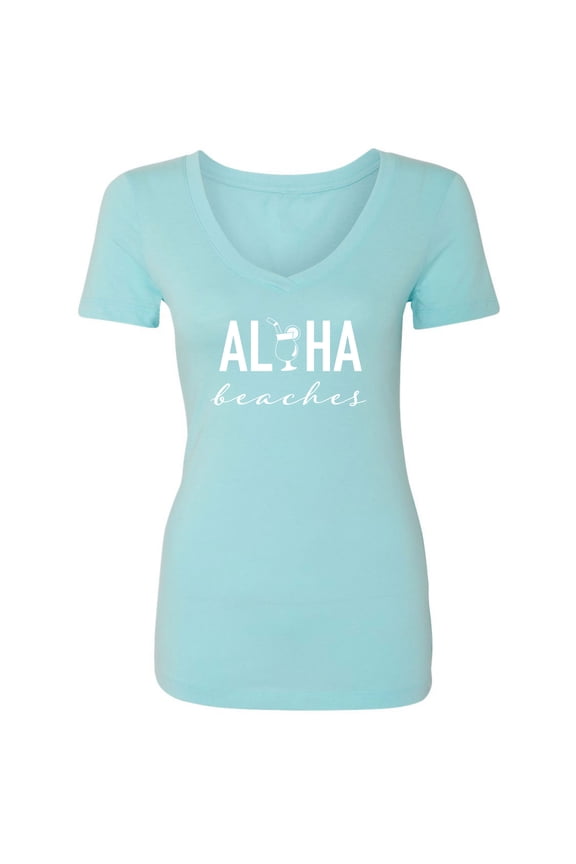 Aloha Beaches (cocktail) Womens V-Neck Tee
