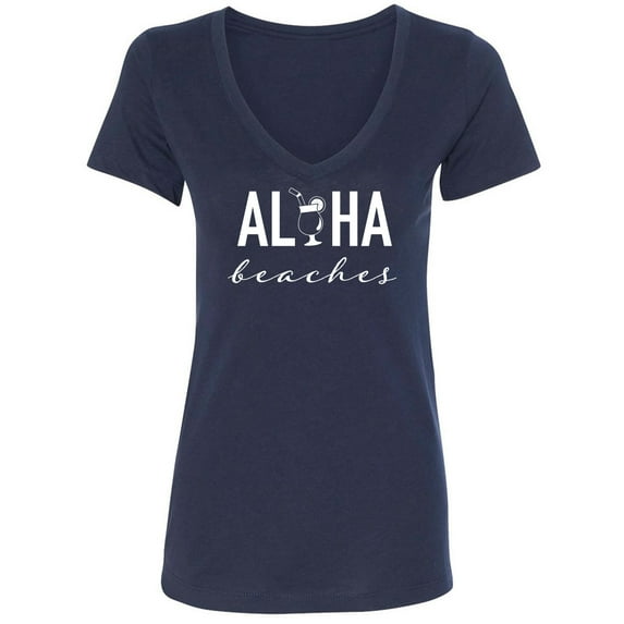 Aloha Beaches (cocktail) Womens V-Neck Tee