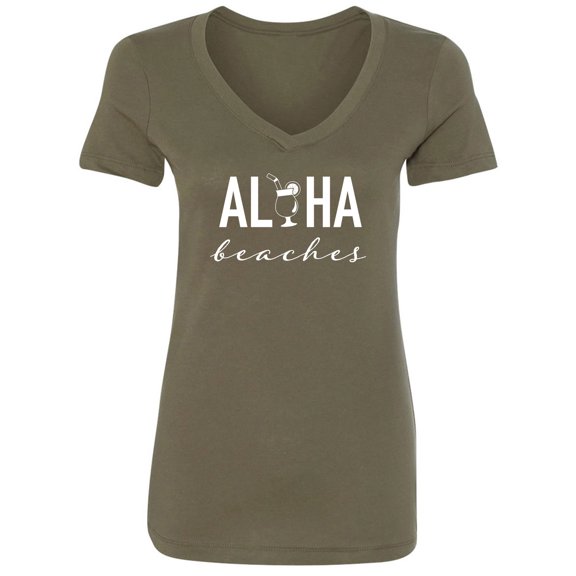 Aloha Beaches (cocktail) Womens V-Neck Tee