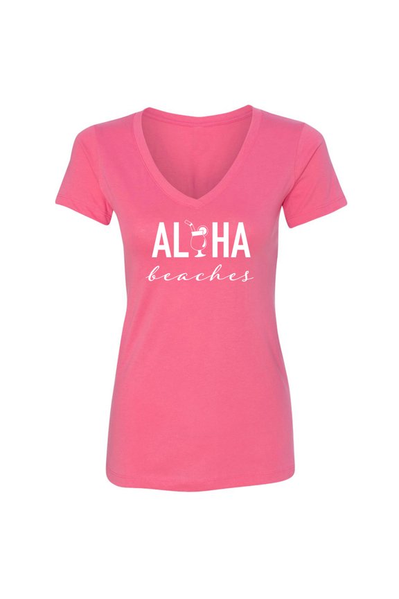 Aloha Beaches (cocktail) Womens V-Neck Tee