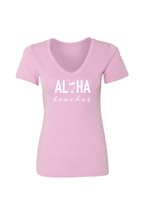 Aloha Beaches (cocktail) Womens V-Neck Tee