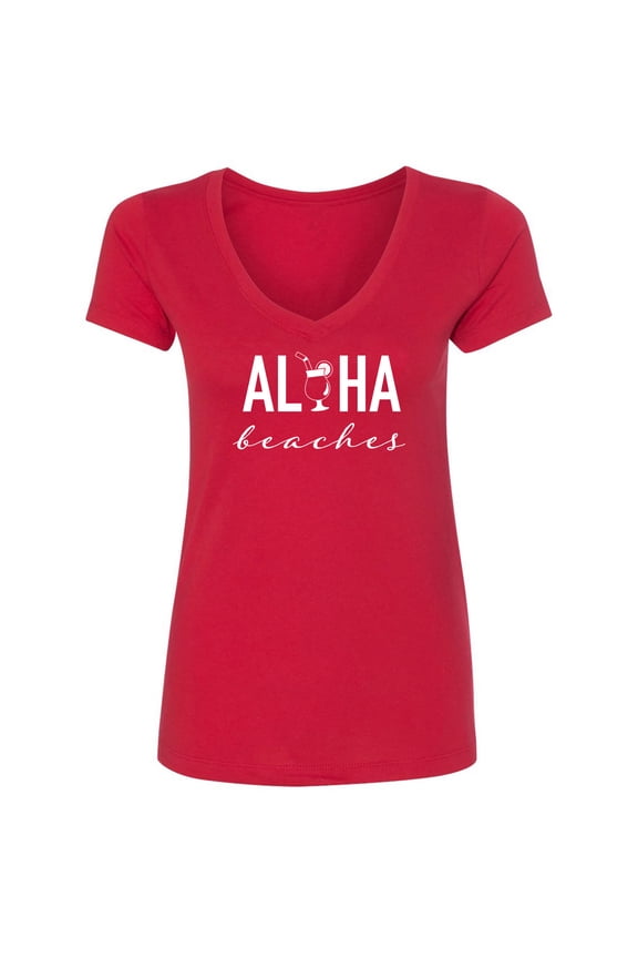 Aloha Beaches (cocktail) Womens V-Neck Tee