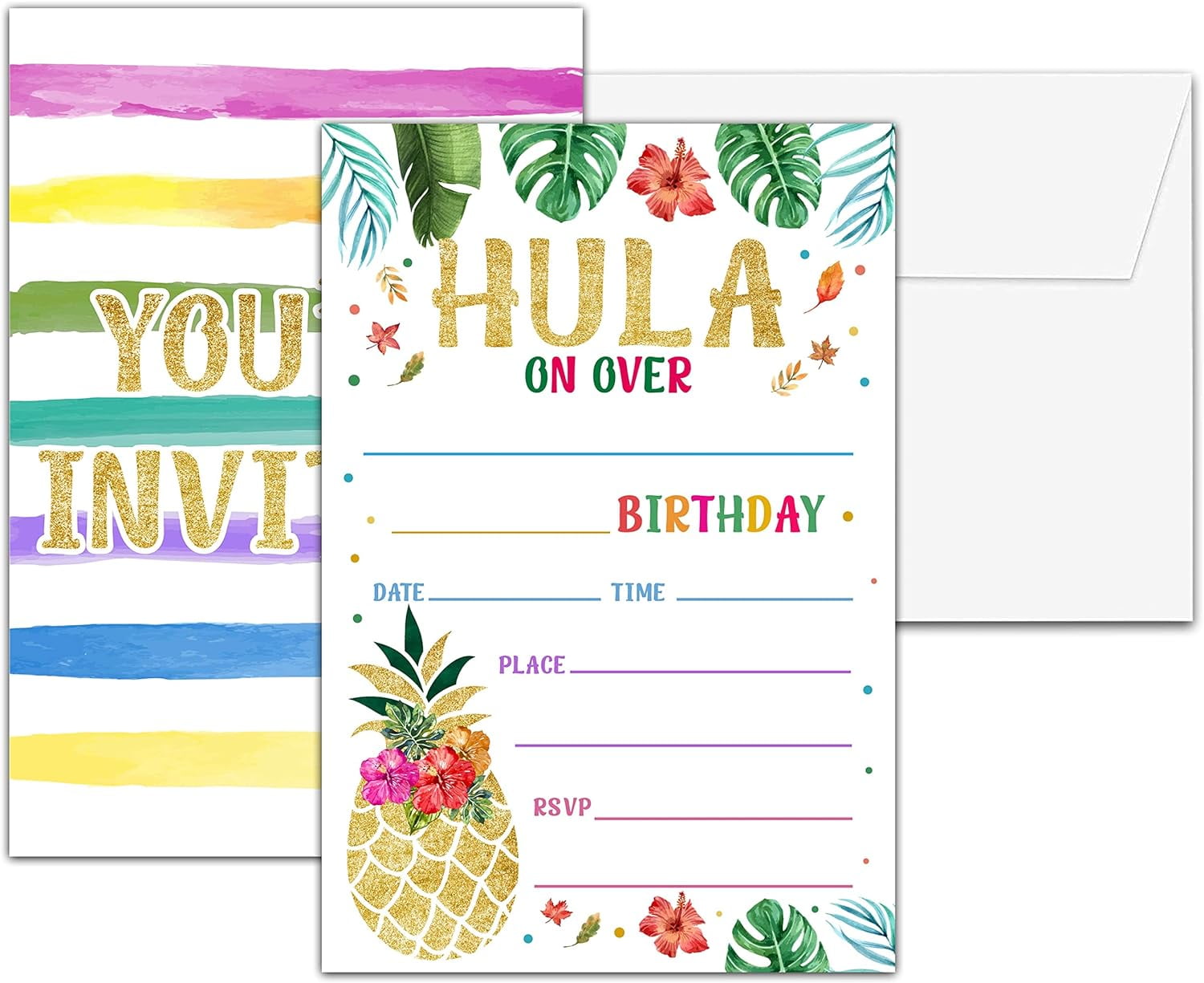 Aloha Birthday Party Invitations Hawaiian Pineapple Themed Fill In