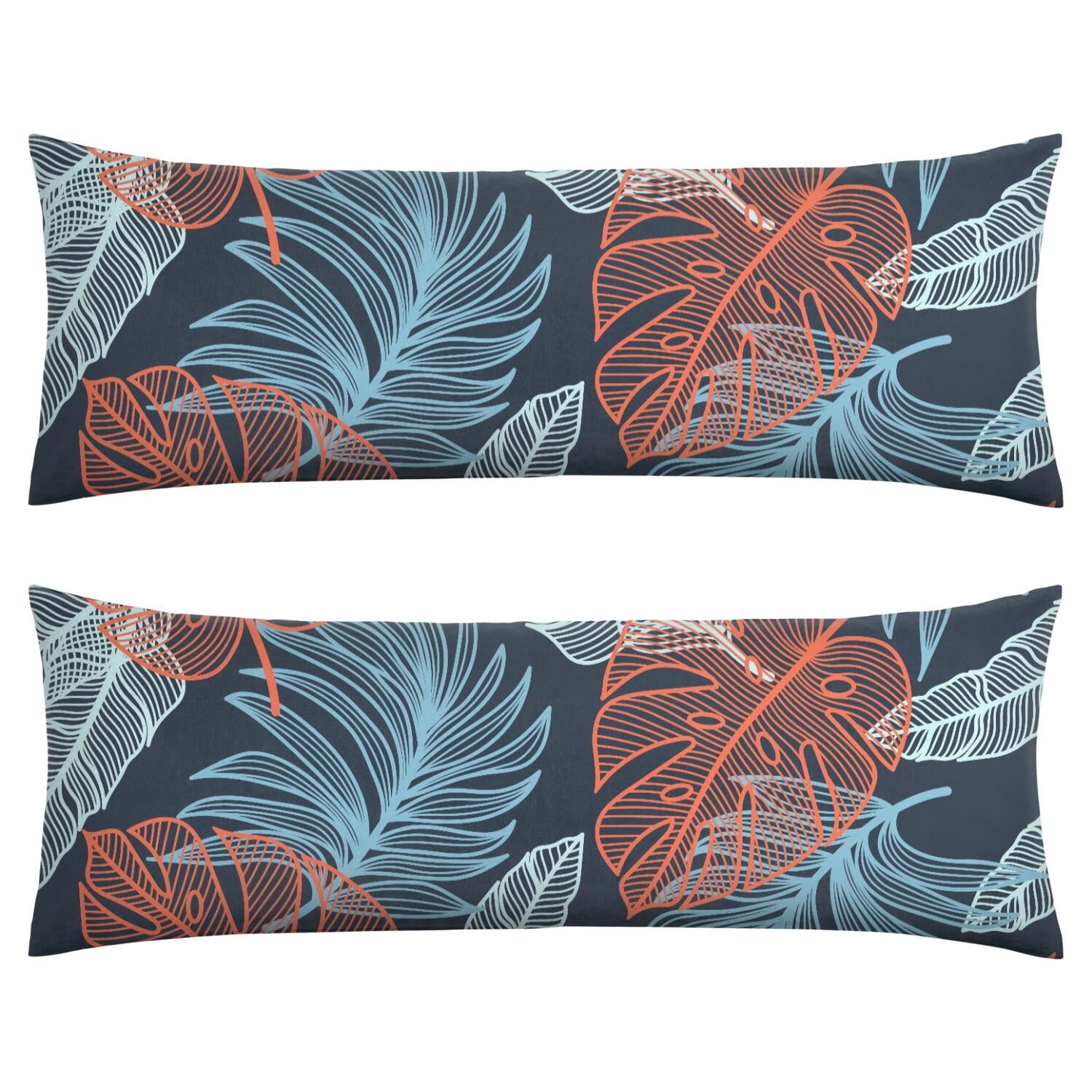 Aloha Body Pillow Cover 20x54 - Tropical Plant Print Full-Length Pillowcase - Stretchy & Durable Pillow Protector with Invisible Zipper