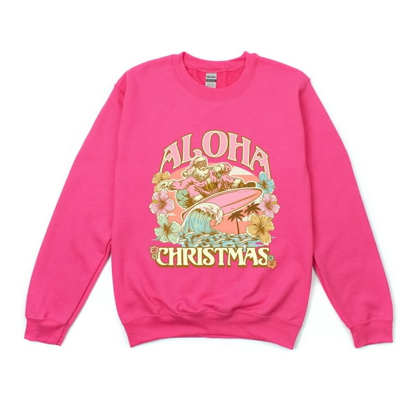 Aloha Christmas Surfing Santa - Women's Graphic Sweatshirt