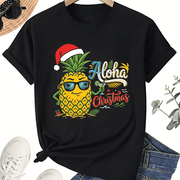 Aloha Christmas Tee For Christmas In July, Beach Day Holiday Graphic