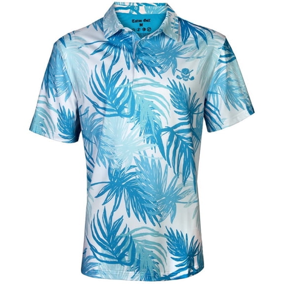 Aloha Cool-Stretch Men's Hawaiian Golf Shirt (Teal/Blue)
