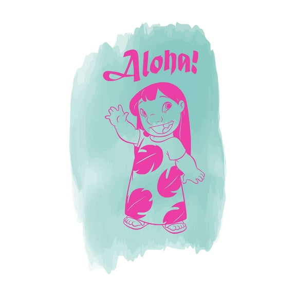 Aloha Cute Cartoon Girl waving wall watercolor Design Wall Art Sticker Designs Vinyl Stickers For Home House Walls Rooms Windows Bedroom Decoration Size (12x12 inch)