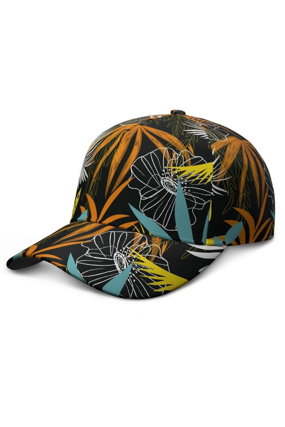 Aloha Dad Hat, Washed Unstructured Baseball Cap with Lightweight Breathable Fabric, Tropical Plant and Leafy Design Adjustable Cap for Spring Summer Hiking