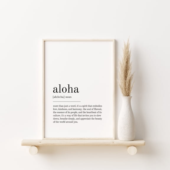 Aloha Definition Wall Art Print Tropical Quote Decor