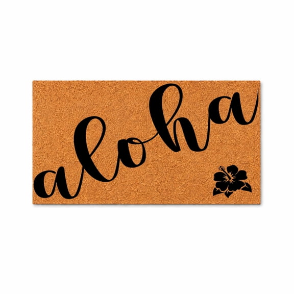 Aloha Doormat, Hibiscus Tropical Welcome Entryway Mat, Indoor Outdoor Door Mat (24x36 inches) 1411