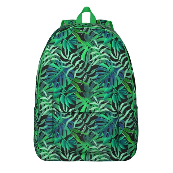 Aloha Floral Backpack, Hawaiian Palm Leaf School Bag with Tropical Plant Design, Jungle Leaves Pattern, Vibrant Summer Beach Vibes