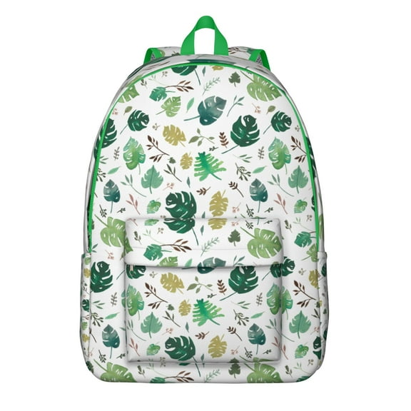 Aloha Floral Backpack, Hawaiian Palm Leaf School Bag with Tropical Plant Design, Jungle Leaves Pattern, Vibrant Summer Beach Vibes
