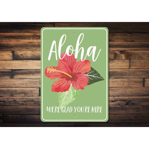 Aloha Flower Novelty Decor, Metal Wall Sign - 10x14 Inches
