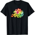 thumbnail image 1 of Aloha Flowers Hawaiian Funny Hawaii Beach Luau Party T-Shirt, 1 of 4