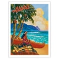 thumbnail image 1 of Aloha From the Hawaiian Islands - North Shore Kauai Hawaii - Vintage Hawaiian Travel Poster by Rick Sharp - Fine Art Matte Paper Print (Unframed) 20x26in, 1 of 4