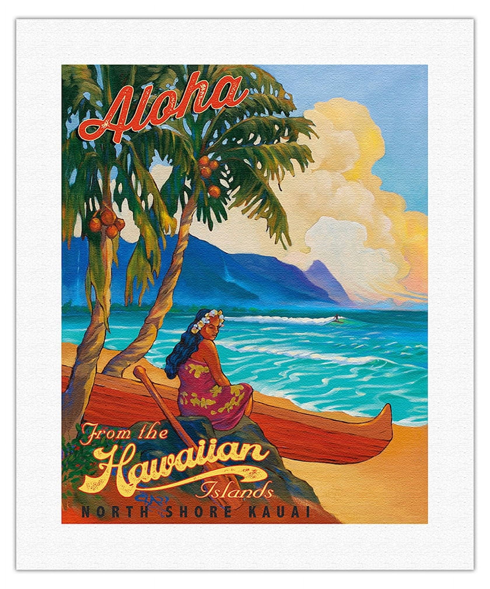Hawaiian Air アートマップ ビンテージポスター Fine Art Prints & Posters - Hawaii Islands Route Map