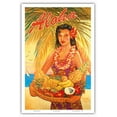 thumbnail image 1 of Aloha Fruit Basket - Hawaii Woman (Wahine) - Tropical Fruit Basket - Vintage Hawaiian Travel Poster by Rick Sharp - Master Art Print (Unframed) 12in x 18in, 1 of 4